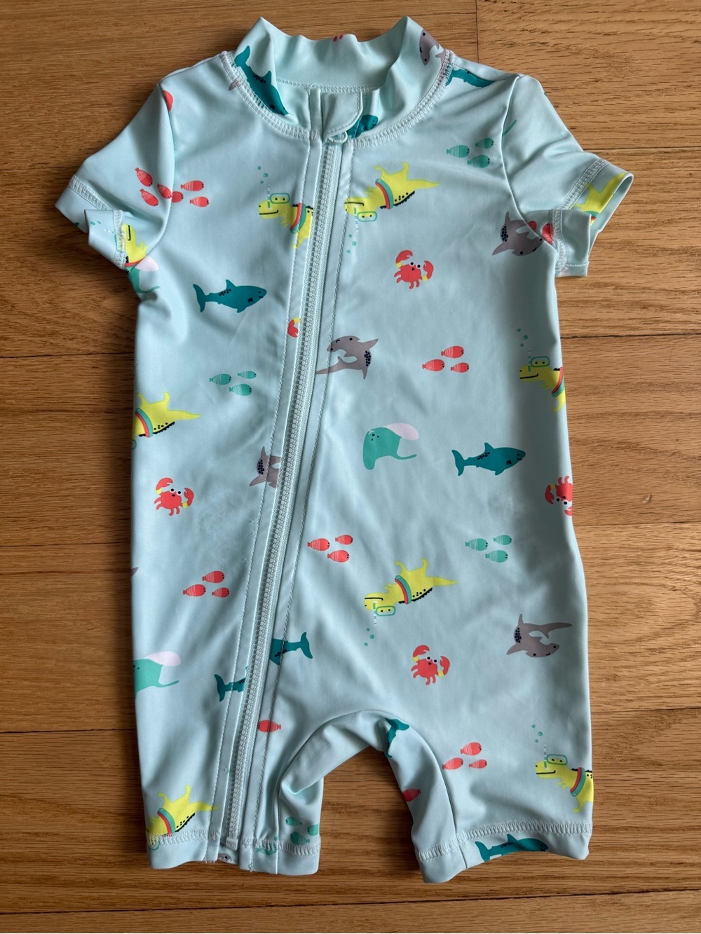 Carter's Light Blue Ocean Animal Zip One-Piece